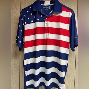 Walter Hagen Folds Of Honor Polo Shirt Mens Size S USA Flag Short Sleeves Golf